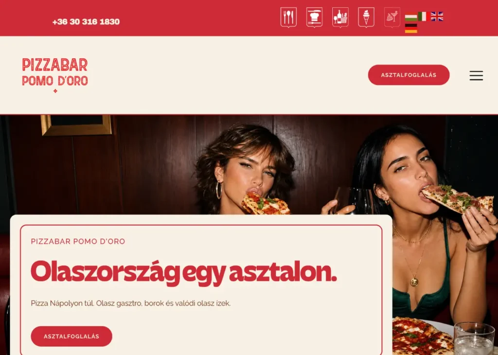 Pizzabar Pomo d'Oro főoldal