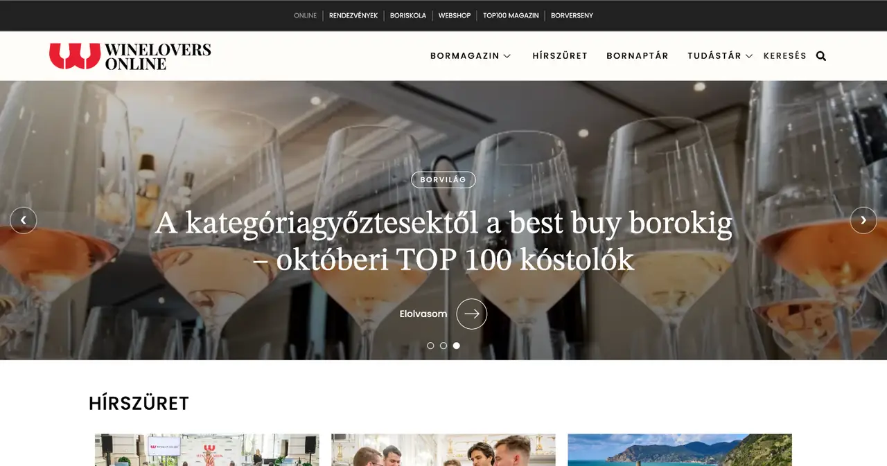A Winelovers megújult főoldala desktopon és mobilon